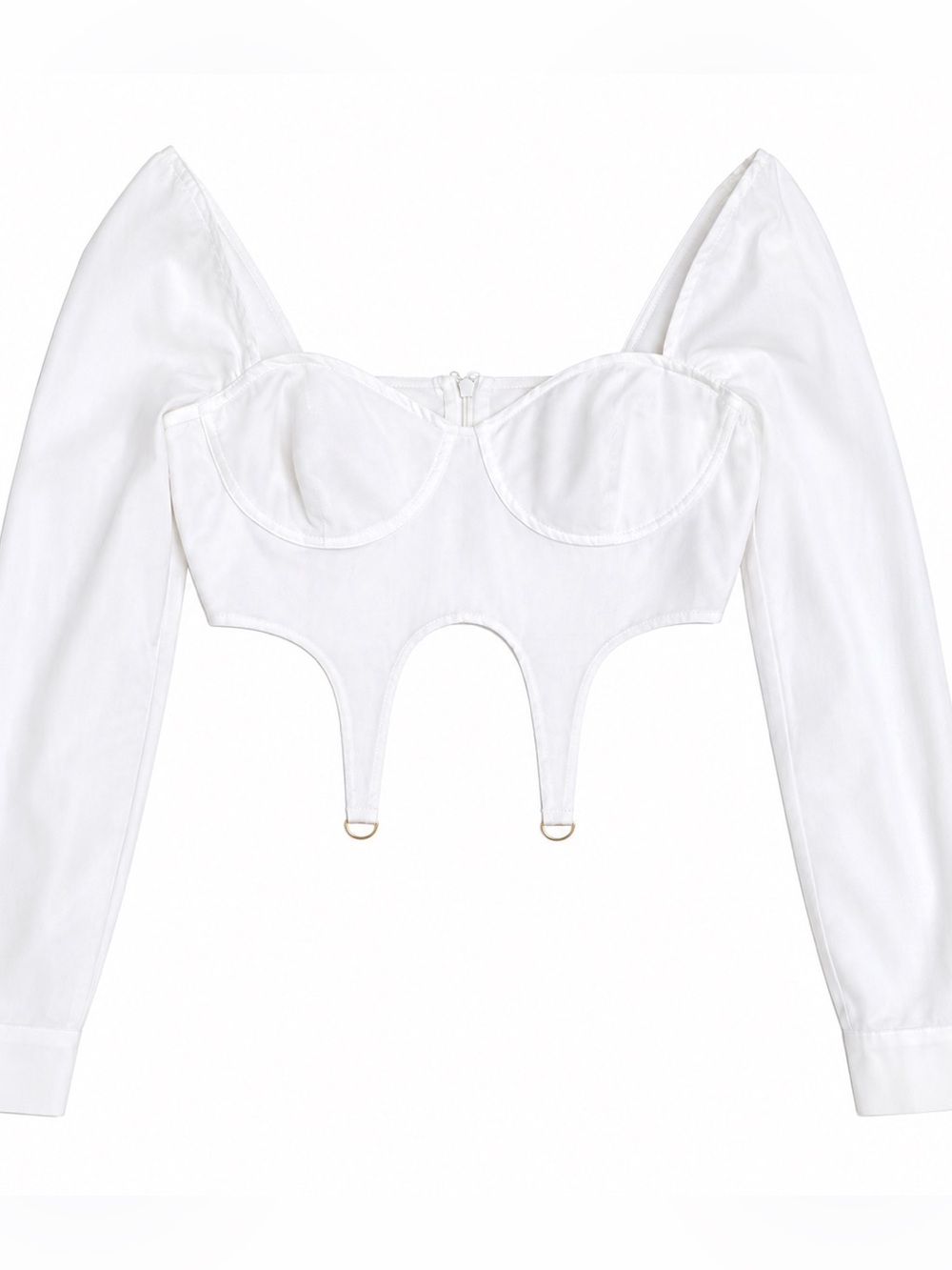 Fashion Nova White Long Sleeve Corset Crop Top